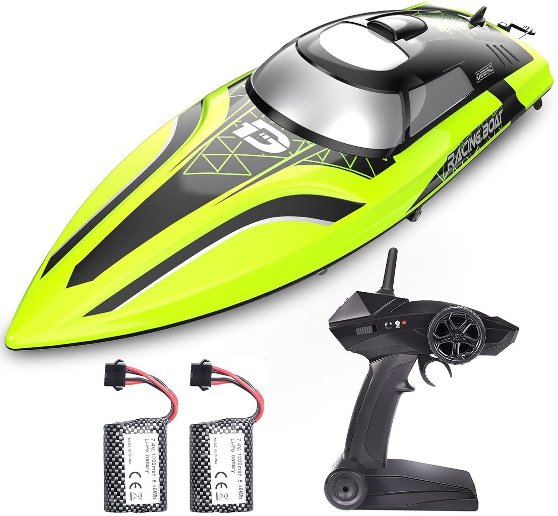 DEERC ラジコン ラジコンボート 船 ボート 高速 25km/h RC 防水性  転覆回復 低電圧アラーム 日本国内認証済み 2008 緑の画像