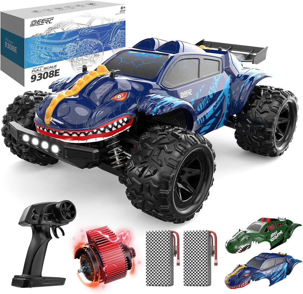 DEERC ラジコンカー 子供向け ラジコン オフロード 大人向け 高速 早いラジコンカー 恐竜 おもちゃ 車 rc car リモコンカー 四輪駆動 時速40km/h バッテリー2個 充電式 男の子 女の子 小学生 中学生 誕生日 入学 こどもの日 プレゼント 贈り物 ギフト 取扱説明書 9308Eの画像