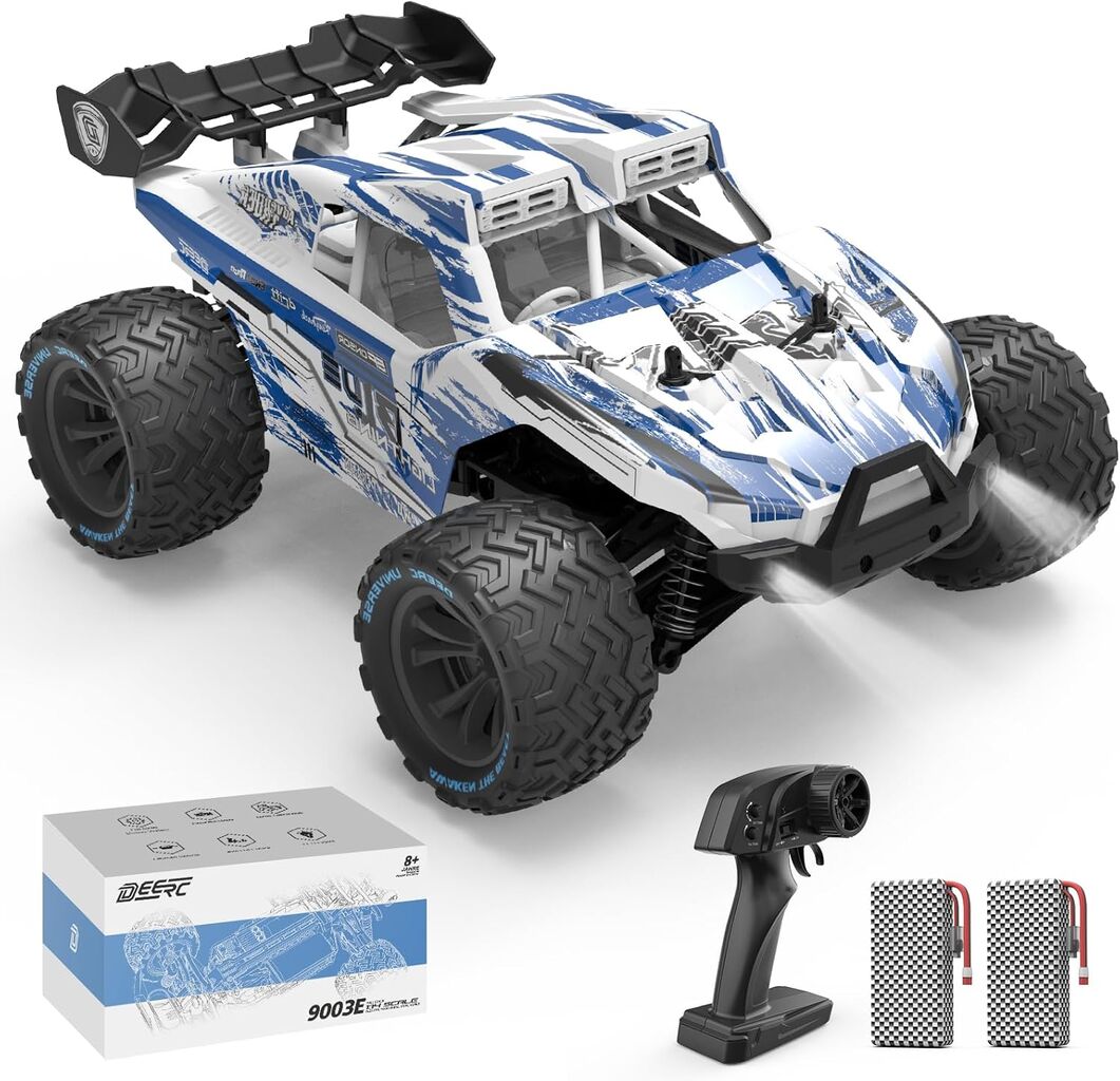 DEERC ラジコン オフロード ラジコンカー 車 おもちゃ リモコンカー 電動RCカー 4WD 高速 32km/h 無段階 1/14スケール全地形対応 2.4GHz 操作時間32分 ステアリング調整可能 低電圧アラーム 子供 小学生 中学生 男の子 初心者 プレゼント 誕生日 贈り物 技適認証済み 日本語説明書 9003Eの画像