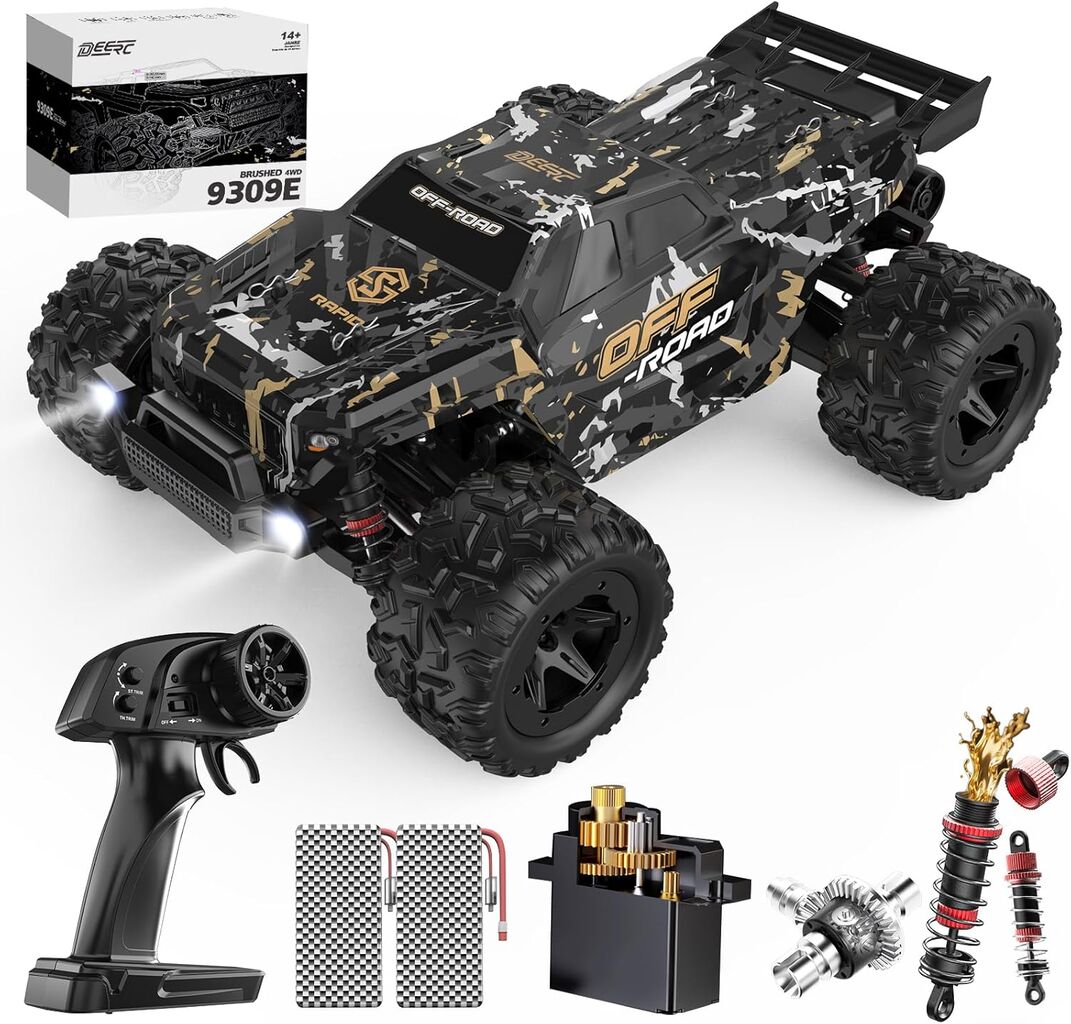 DEERC ラジコン オフロード ラジコンカー 大人向け 四輪駆動 1:18 時速40KM/H 高速 金属駆動系 防振 IPX4 車 リモコンカー 操作時間40分 充電式 子供 男の子 技適認証済み 日本語取扱説明書付き 9309Eの画像
