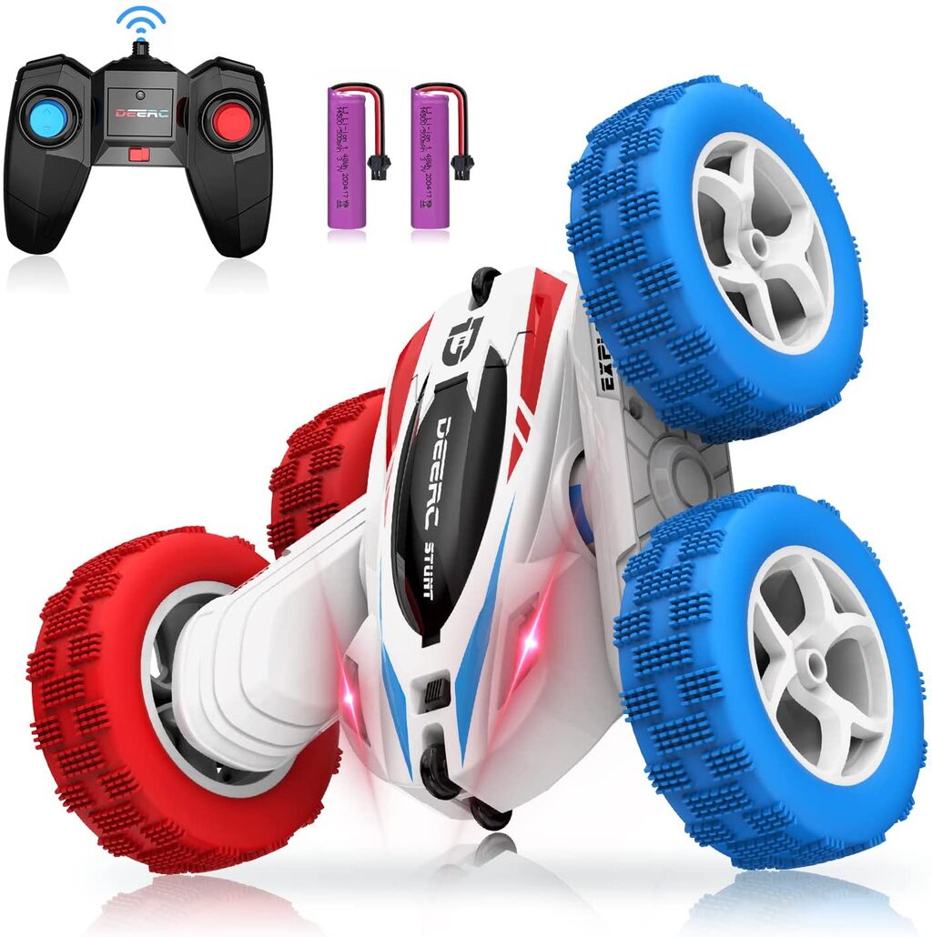 DEERC ラジコンカー こども向け スタントカー RCカー リモコンカー 室内 360度回転 両面走行 四輪駆動 オフロード 日本国内認証済み DE35の画像