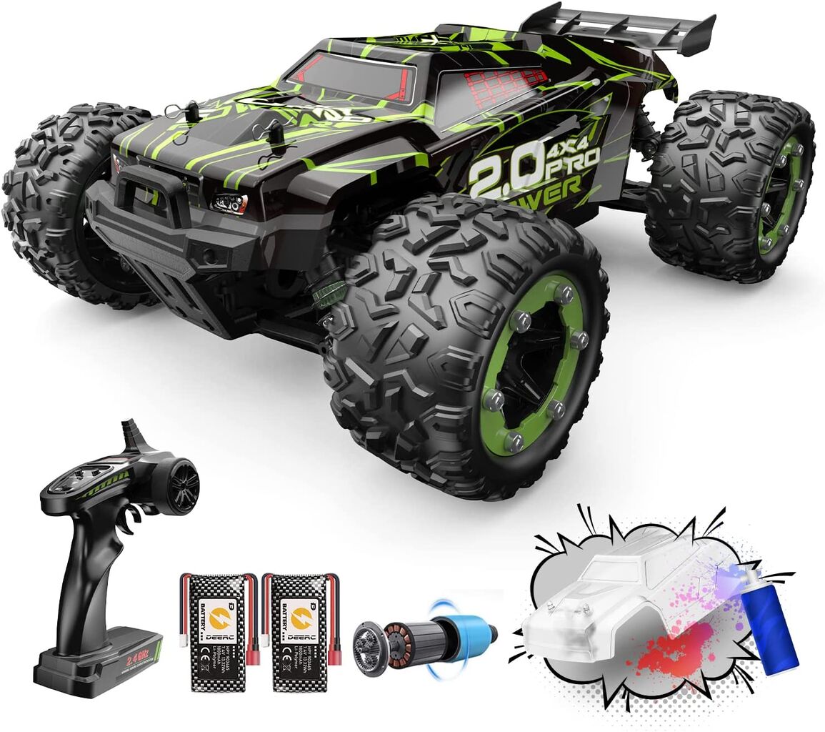 DEERC ラジコン ラジコンカー オフロード 60km/h ブラシレス RCカー アップグレード 4WD 1:18スケール 防振 耐衝撃 DIY用シェル付属 国内認証済み 日本語説明書 302Eの画像