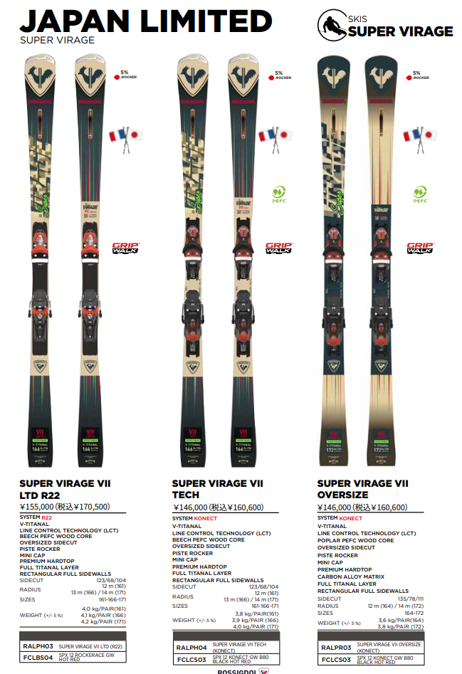 2022-2023 ROSSIGNOL SUPER VIRAGE VII OVERSIZE 164cm : コード 2022-2023 ROSSIGNOL SUPER VIRAGE VII OVERSIZE 164cm : コード