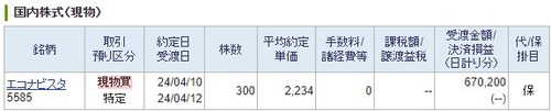 エコナビスタ３００株再参戦