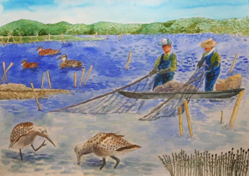 29年度水辺の風景画の巡回展示が始まりました 池ちゃんと印旛沼