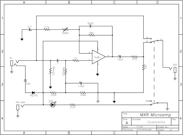 回路図】 MXR Micro Amp : エフェクター回路図まとめ