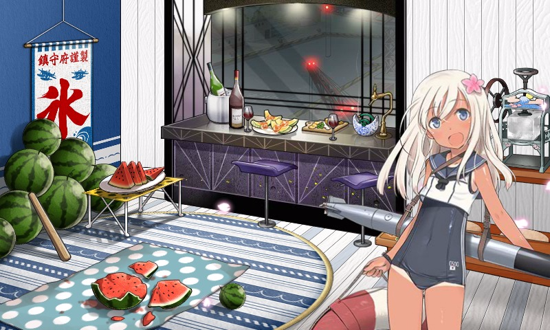艦これ ろーちゃん 生ハムメロンはいいけど ワインはやめときなさい 夏のカウンターバー コントラ デクストラ アベニュー