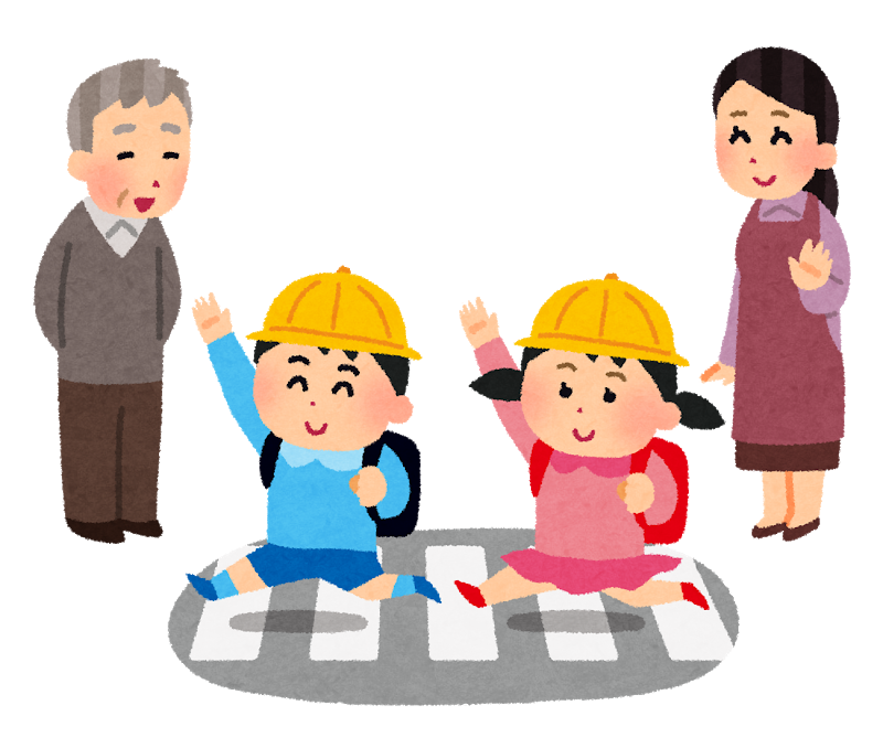 集団登校の小学生たちが信号のない横断歩道を渡る時、旗振りしてるママの誘導のせいでグダグダで渋滞が起きてる… いくじったー 集団登校の小学生たちが信号のない横断歩道を渡る時、旗振りしてるママの誘導のせいでグダグダで渋滞が起きてる… いくじったー