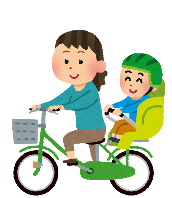 子乗せ自転車に下の子乗せてるママと、1人で自転車乗ってる年長～低学年位の子が横断歩道で信号待ち。青になって、ママは後ろも見ずサーッと渡り