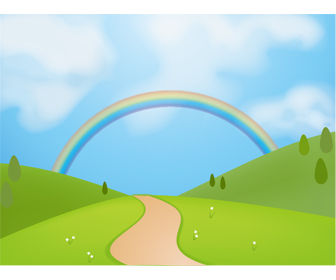 草原背景 虹と空 Gwやドライブなどに フリーイラスト帳 ベクター画像 シルエット素材
