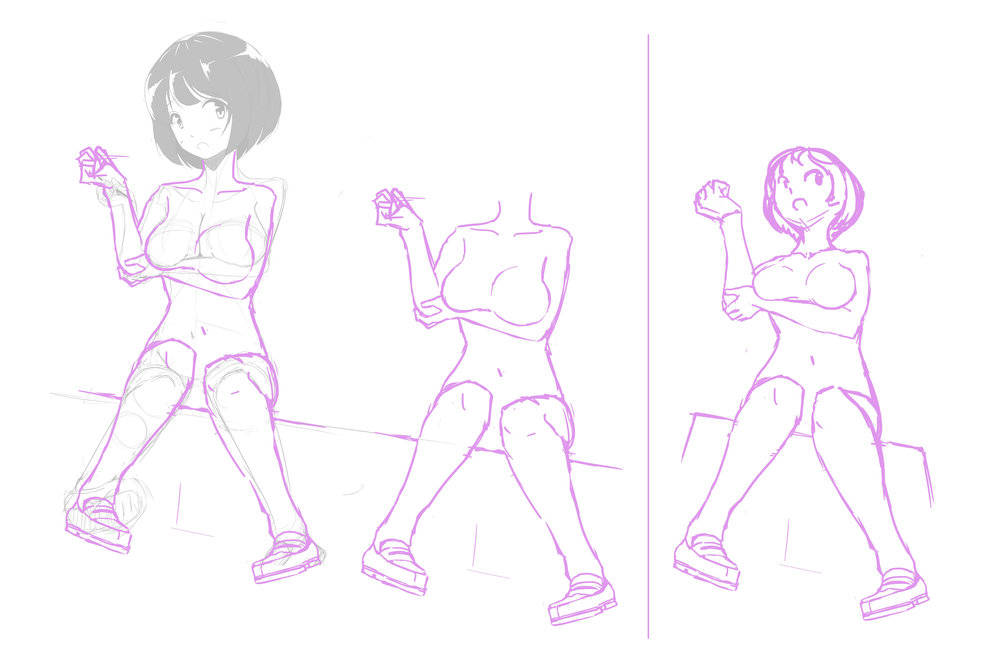 絵 イラスト 裸体でアタリ書いてるんですが特に画面手前に来る脚とかよくわからない デッサン速報