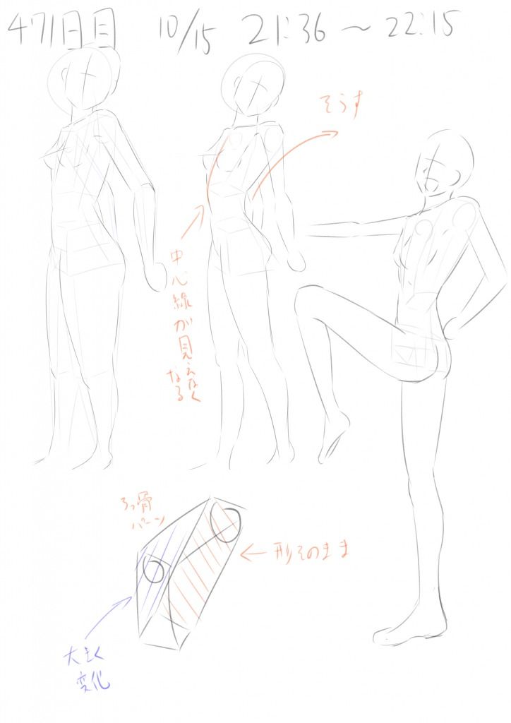 471日目 身体をひねったポーズ 色弱でもイラストは描けるのか