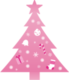 クリスマスツリーのイラスト・絵カード（ピンク