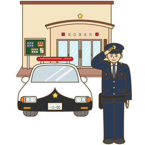 幼稚園児のイラスト 絵カード 交番 警察のイラスト 絵カード素材