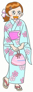 浴衣の女の子のイラスト・絵カード素材｜お祭りのイラスト