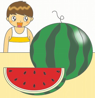 すいかのイラスト・絵カード素材|夏の果物のイラスト