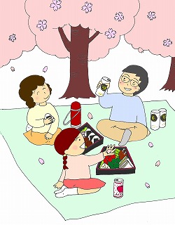 幼稚園児のイラスト 絵カード お花見のイラスト