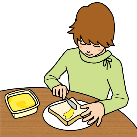 バターを塗る　イラスト・絵カード