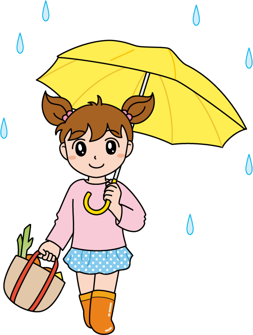 雨のなか傘をさす女の子
