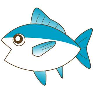 青い魚のイラスト・絵カード素材