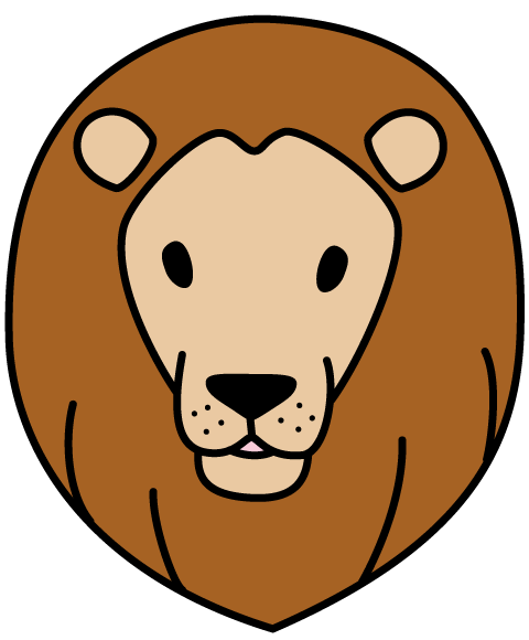 ライオンの顔のイラスト・絵カード