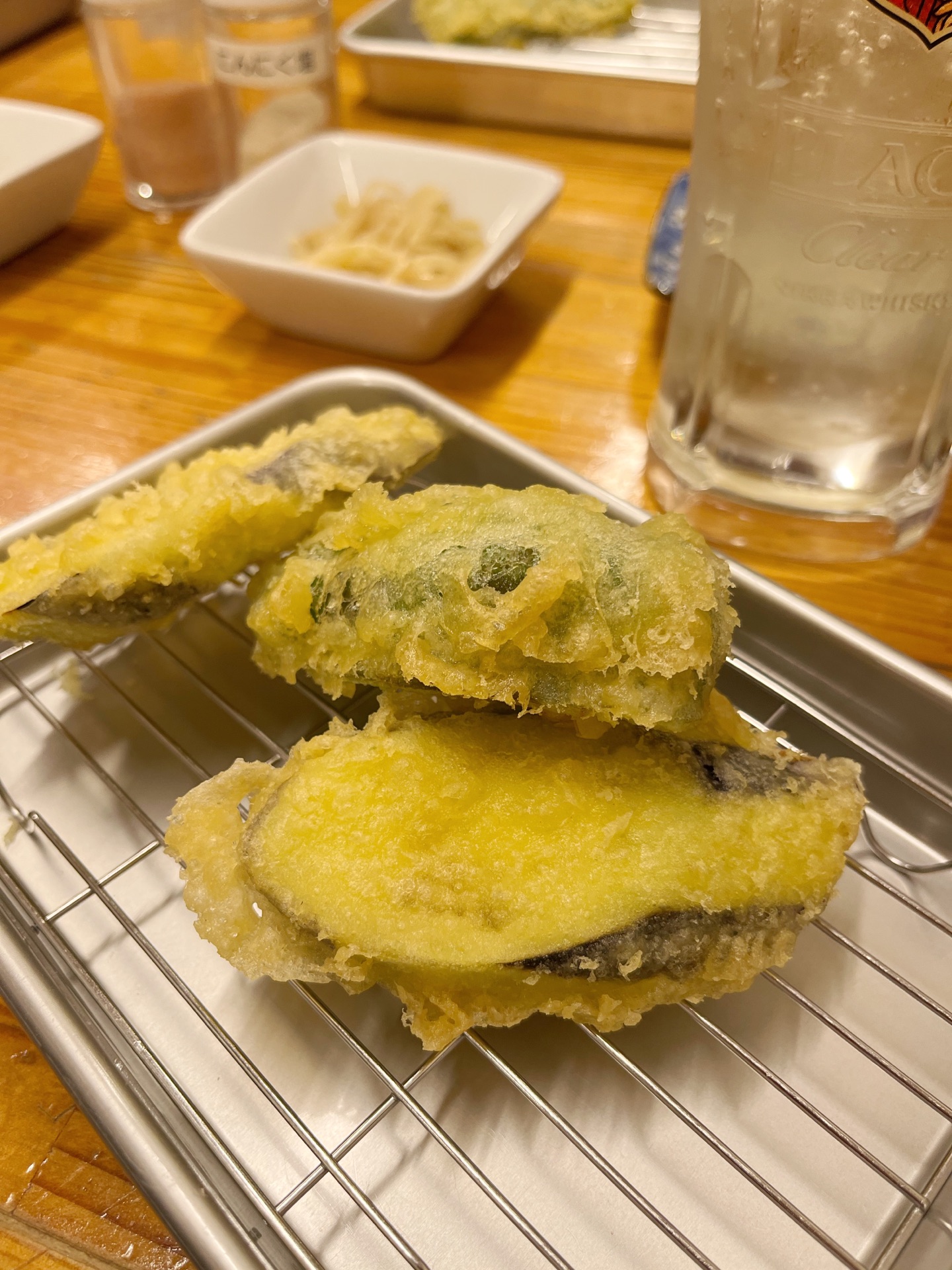 【お急ぎ】天ぷら 昼飲みセットは天ぷら三品と1ドリンクでワンコイン！ 天ぷら天善