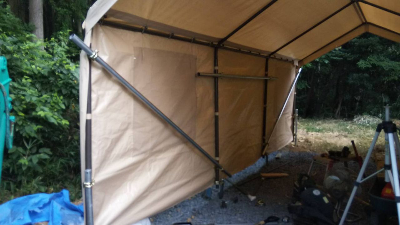 台風対策その1 テントガレージ編 いまけんdash 台風対策その1 テントガレージ編 いまけんdash