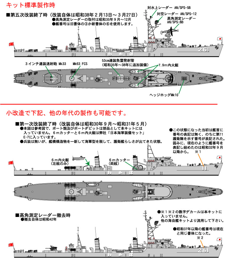2番艦 De 261 フリゲート 護衛艦わかば ペーパークラフト艦船模型 紙と格闘