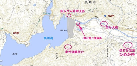 胆沢ダム周辺図by地理院地図