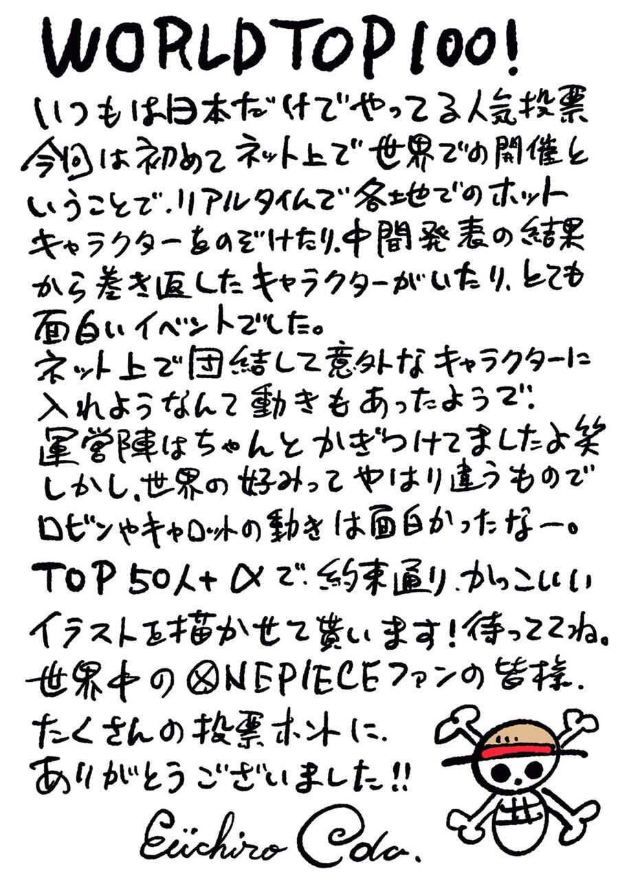 漫画 ワンピース キャラ 世界人気投票の結果発表 作者も結果に驚き インドアのアニオタ的まとめ 漫画 ワンピース キャラ 世界人気投票の結果発表 作者も結果に驚き インドアのアニオタ的まとめ