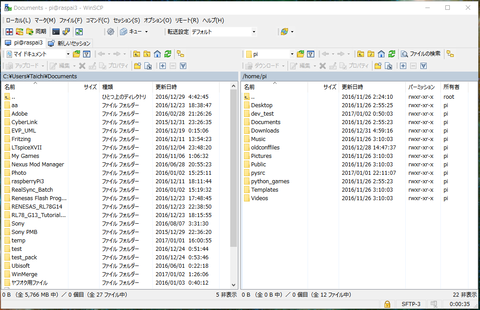 WinSCP_RASPPI接続