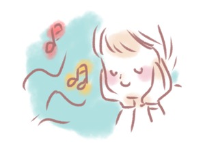 音楽を聴く少女