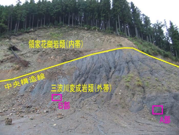 中央構造線露頭部の調査 観光資源に 松阪市議会議員 山本節 中央構造線露頭部の調査 観光資源に 松阪市議会議員 山本節