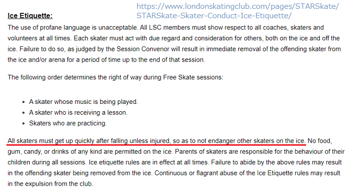 ice ettiquette London skating club