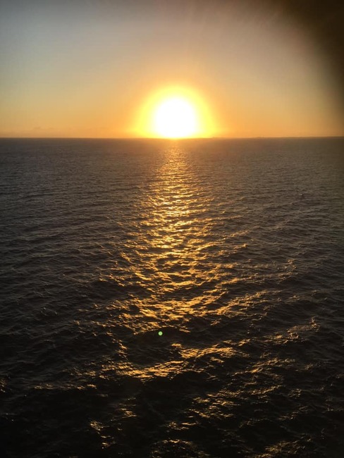 カリブ海で見た夕陽