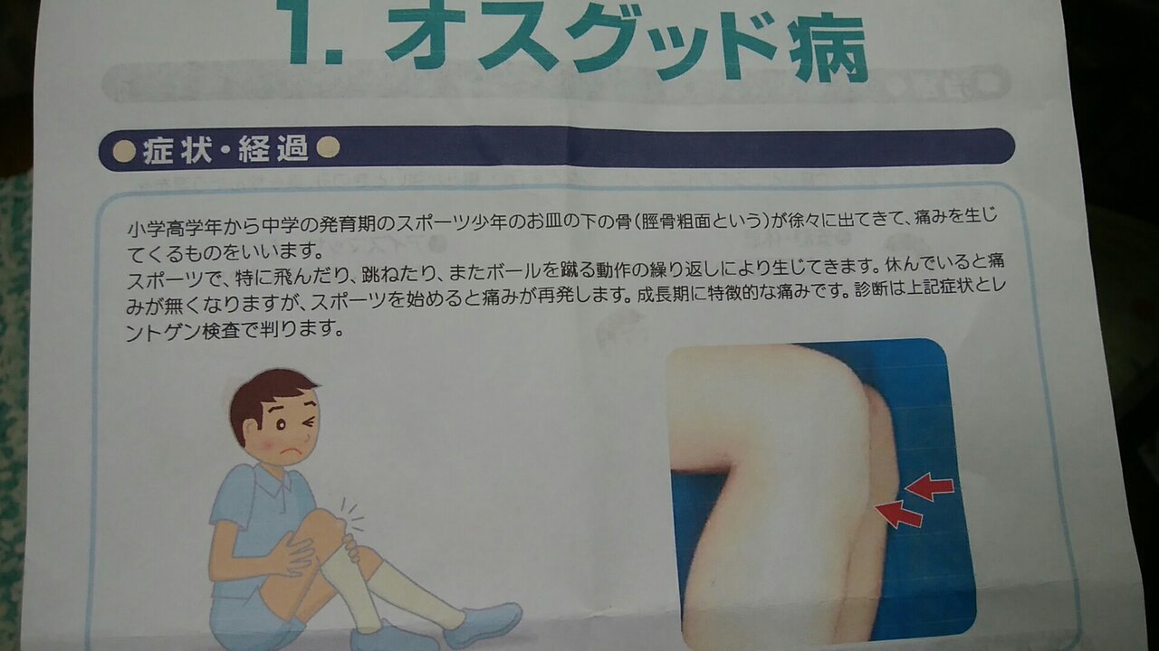 娘 オスグッド病になる オスグッド病とは まんてんブログ