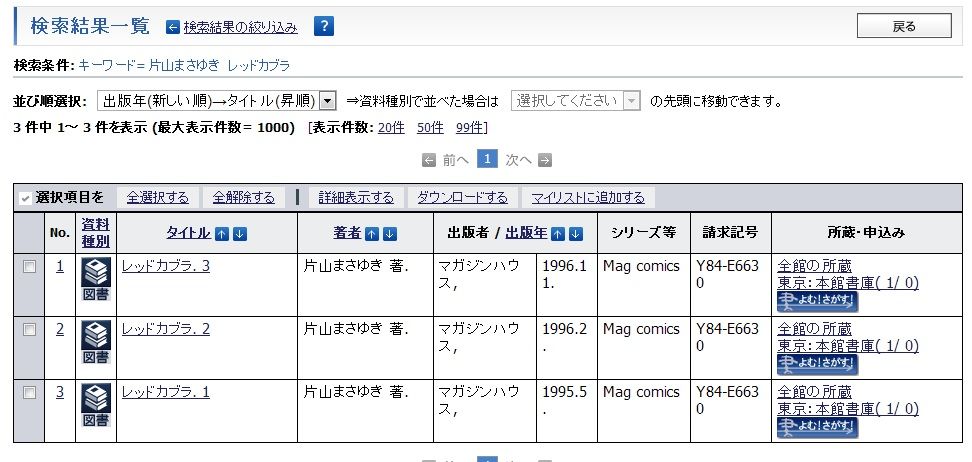 片山まさゆき作品の豆知識「レッドカブラは国会図書館で読める