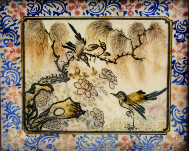 激安ブランド すずり天神文具編－20 花鳥図ガラス絵硯屏 : 文房四宝の情報 絵画