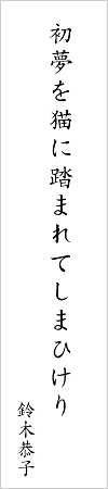 初夢を猫に踏まれてしまひけり