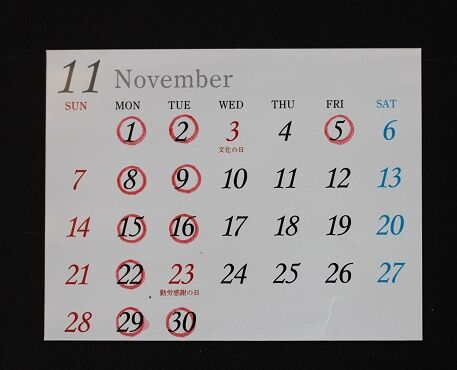 11月のお休みカレンダー アンティム ティムの日記 11月のお休みカレンダー アンティム ティムの日記