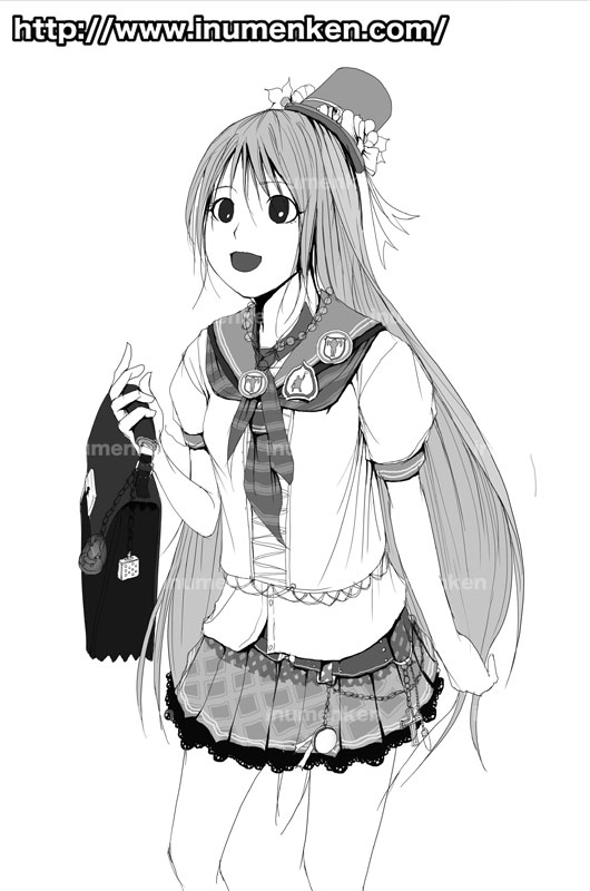 Akb風の衣装の女子高生の絵 線画 イラスト 漫画描く犬さん Akb風の衣装の女子高生の絵 線画 イラスト 漫画描く犬さん