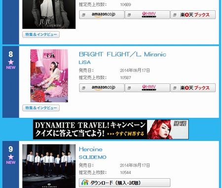 9月21日のCDシングル週間ランキング