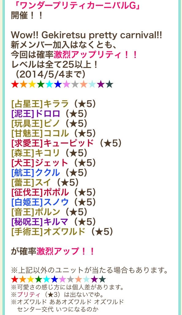 ロードラ ワンダープリティーカーニバルが激烈アップリティ ロードラ 攻略ブログ ドロップ 攻略 最新情報