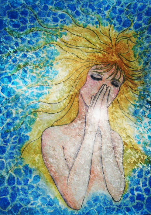 水彩画 デジタルリタッチ アメジストの祈り 生かされるまま生きる 水彩画 デジタルリタッチ アメジストの祈り 生かされるまま生きる