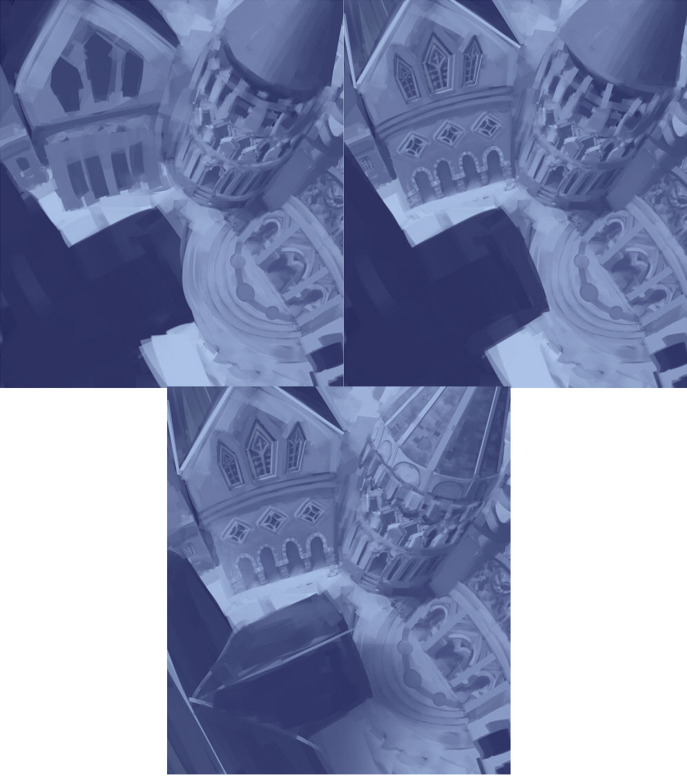 左側の建物を描き込んでいます メイキング イラストのはなしをしよう