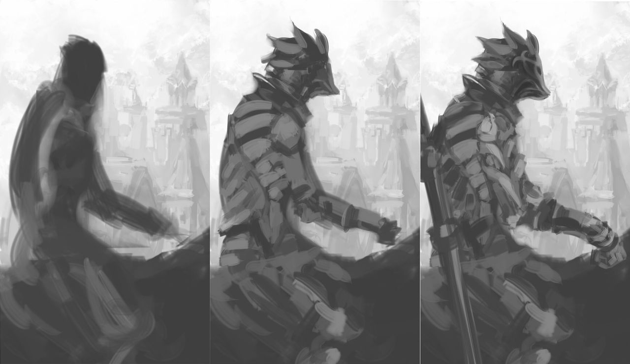 騎士の上半身を描き込んでいます メイキング イラストのはなしをしよう 騎士の上半身を描き込んでいます メイキング イラストのはなしをしよう