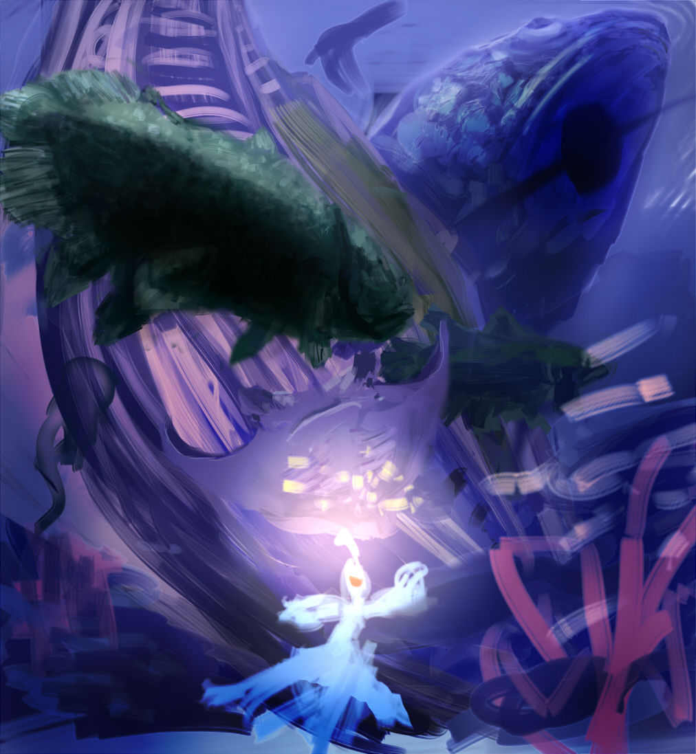 手前の魚を描き込みました メイキング イラストのはなしをしよう 手前の魚を描き込みました メイキング イラストのはなしをしよう