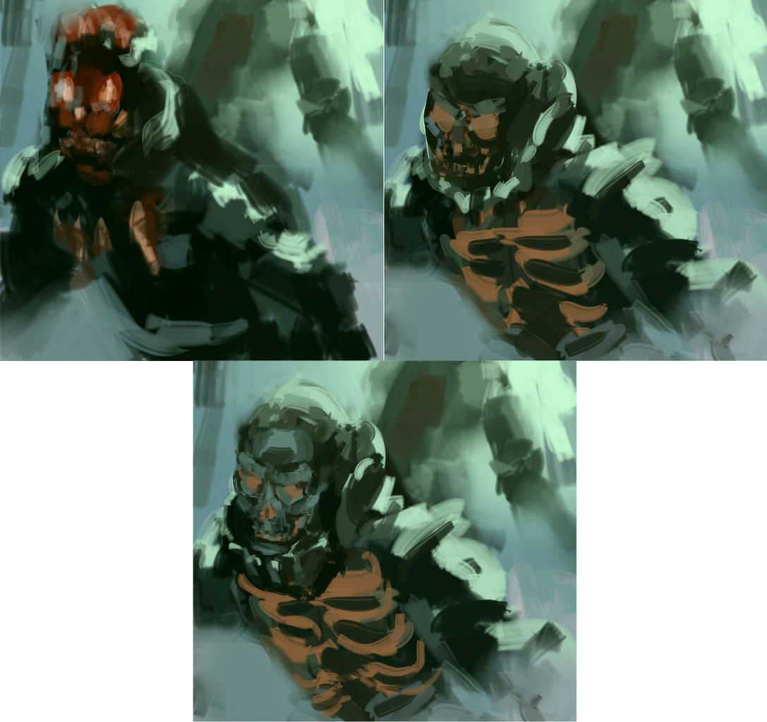 手前のドクロ頭を描き込んでいます メイキング イラストのはなしをしよう 手前のドクロ頭を描き込んでいます メイキング イラストのはなしをしよう