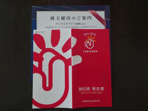 ジュンテンドの株主優待ゲット