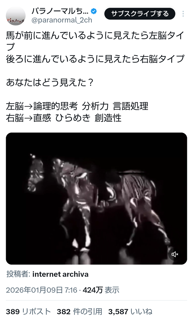 【動画】この馬が前に歩いてるように見えるヤツ、凡人ｗｗｗｗ
